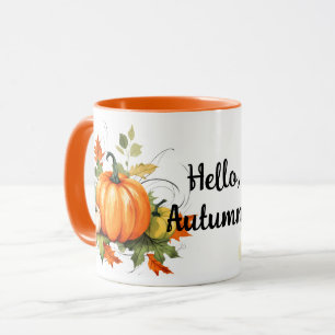 Mug Bonjour Citrouilles d'automne et panier automne