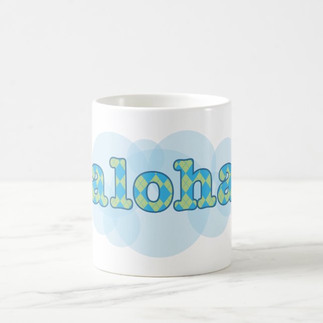 Mug Bonjour dans le Hawaïen - Aloha avec le motif à (Centre)