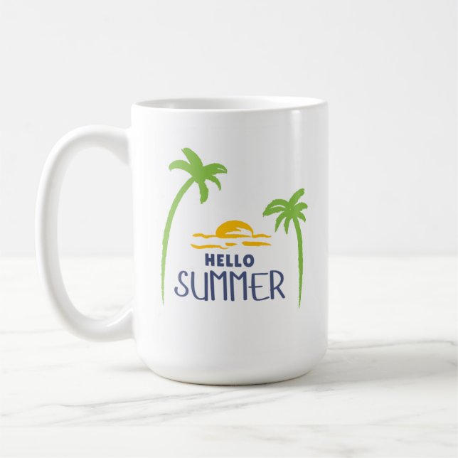 Mug Bonjour Été Soleil Et Palmiers (Gauche)