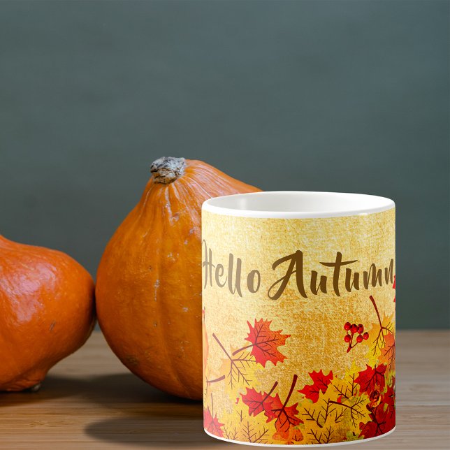 Mug Bonjour Feuilles d'automne sur l'ancien Arrière -  (Créateur téléchargé)
