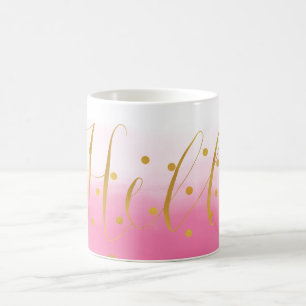 Mug Bonjour Gold Rose Confetti Ombre