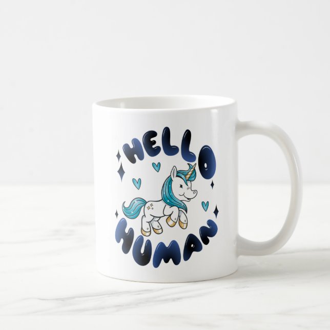 Mug Bonjour humain Licorne adorable (Droite)