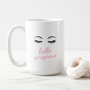 Mug Bonjour magnifique avec de beaux cils glamour
