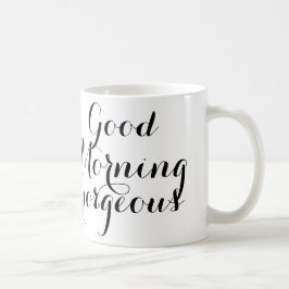 Mug Bonjour magnifique en manuscrit noir/blanc