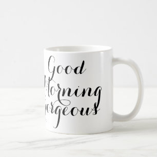 Mug Bonjour magnifique en manuscrit noir/blanc