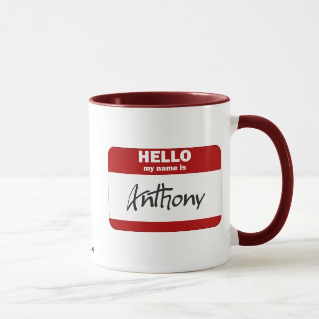 Mug Bonjour mon nom est Anthony (rouge) (Droite)