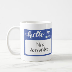 Mug Bonjour Mon Nom Est Bleu Nom Balise Typographie