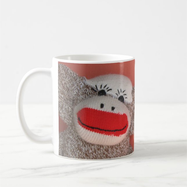 Mug Bonjour singe de chaussette "! " (Gauche)