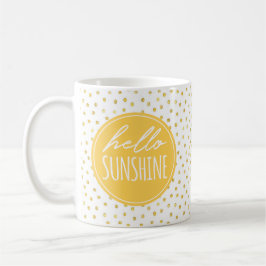 Mug Bonjour Sunshine Yellow Sun Gold Faux Foil Dog