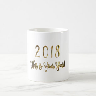 Mug Bonne année 2018 Gold Look Typographie