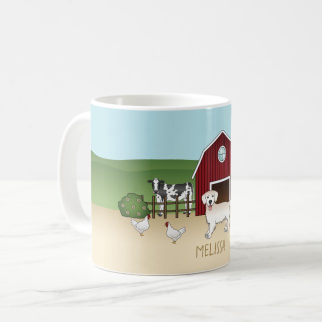 Mug Bonne Crème Anglaise Golden Retriever À Une Ferme (Devant gauche)