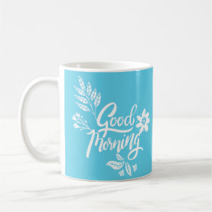 Mug Bonne et bonne typographie du matin Bleu clair