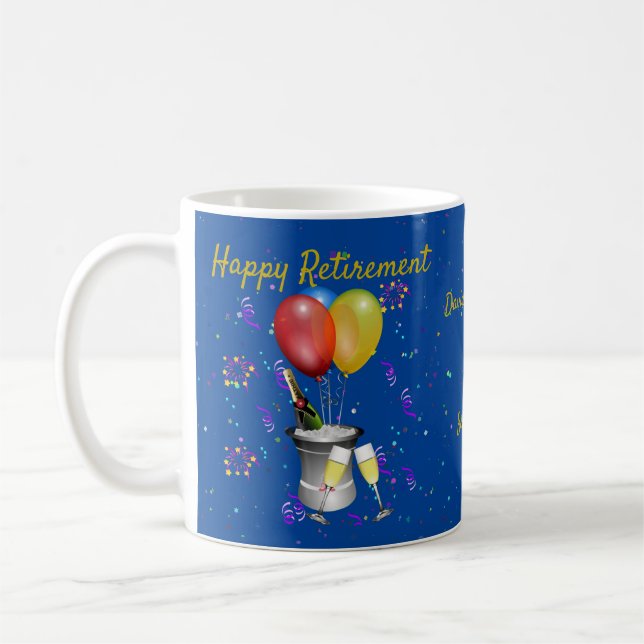 Mug Bonne fête de retraite Bleu (Gauche)