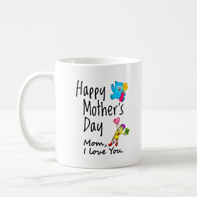 Mug Bonne fête des mères. Maman, je t'aime. (Gauche)