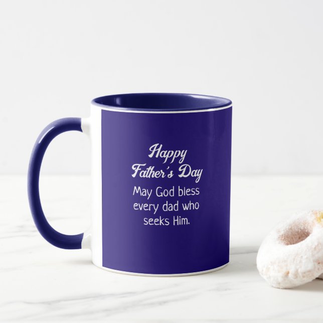 Mug Bonne Fête des pères Bible Verse Bleu foncé (Avec donut)