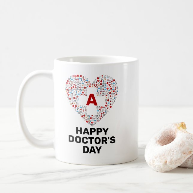 Mug Bonne journée de médecins avec le monogramme du co (Avec donut)