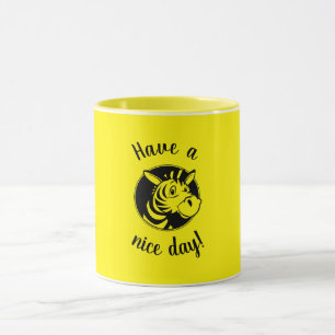 Mug "Bonne journée" zèbre noir et jaune