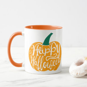 Mug Bonne lettre Halloween sur citrouille sculpté