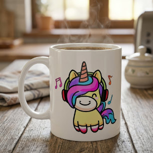 Mug Bonne licorne de bébé souriante avec casque.
