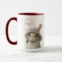 Bonne Pâques Aquarelle mignonne Lapin Floral Lapin