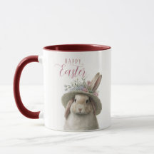 Bonne Pâques Aquarelle mignonne Lapin Floral Lapin