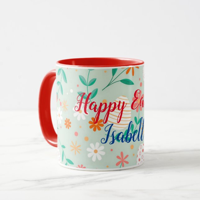 Mug Bonne Personnaliser OEuf de Pâques Floral (Devant gauche)
