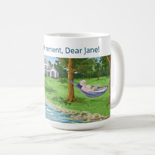 Mug Bonne retraite Nom personnalisé Dame à Hammock