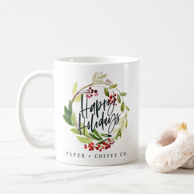 Mug Bonnes fêtes guirlande d'aquarelle de cadeau de (Avec donut)