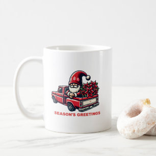 Mug Bonnes Fêtes Poinsettia Gnome En Camion Rouge