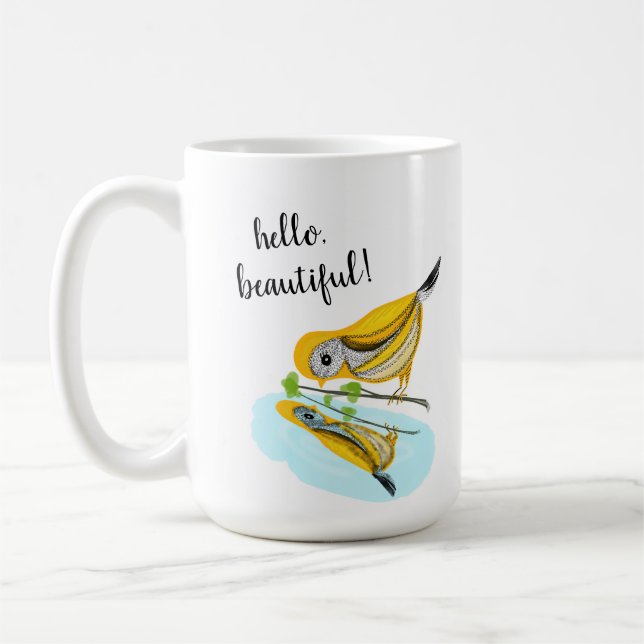 Mug Bonsoir Belle bougie de café Goldfinch Reflection (Gauche)