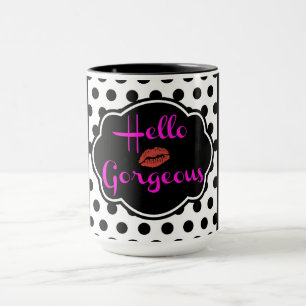 Mug Bonsoir Superbe Polka Noir Blanc Point Hot Pink Mu