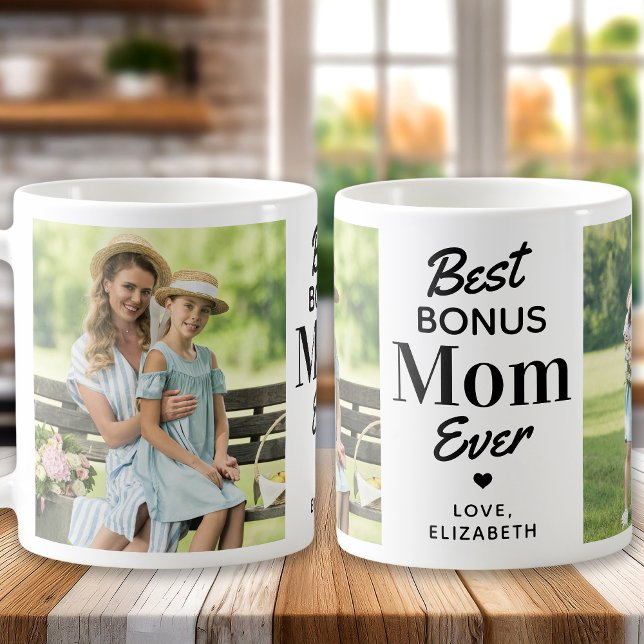 Mug BONUS MOM Step Maman Fête des mères Custom 2 Photo (Créateur téléchargé)
