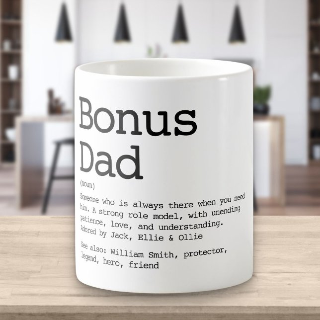 Mug Bonus Papa Stepdad Définition Noir Et Blanc (Créateur téléchargé)