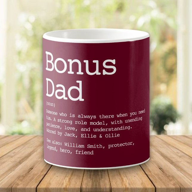 Mug Bonus Papa Stepdad Définition Rouge Bourgogne (Bonus Dad Stepdad Definition Burgundy Red Coffee Mug)
