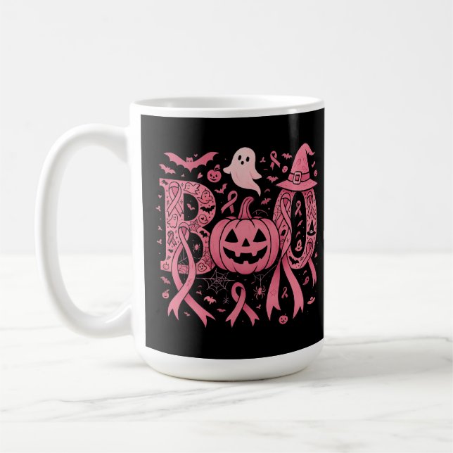 Mug Boo Halloween Conscience du cancer du sein Ruban r (Gauche)
