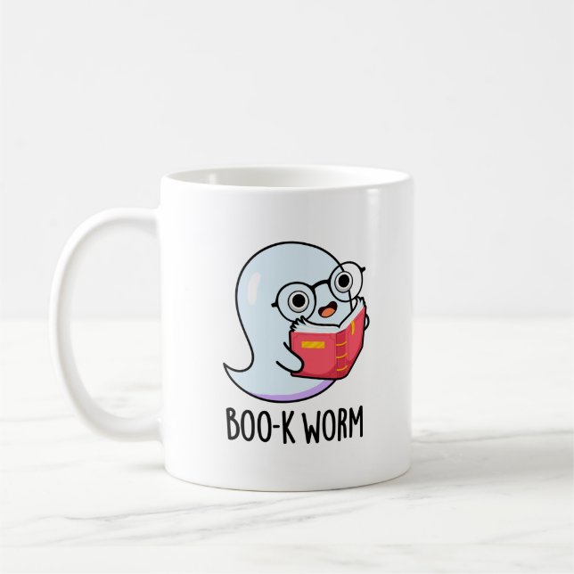Mug Boo-k Worm Funny Halloween Bookworm Ghost Pun (Gauche)