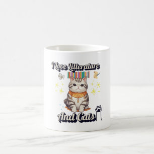 Mug Bookish & Whiskered : I Love Literature and Cats M