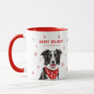 Mug Border Collie Bandana Rouge à Coeur Noël