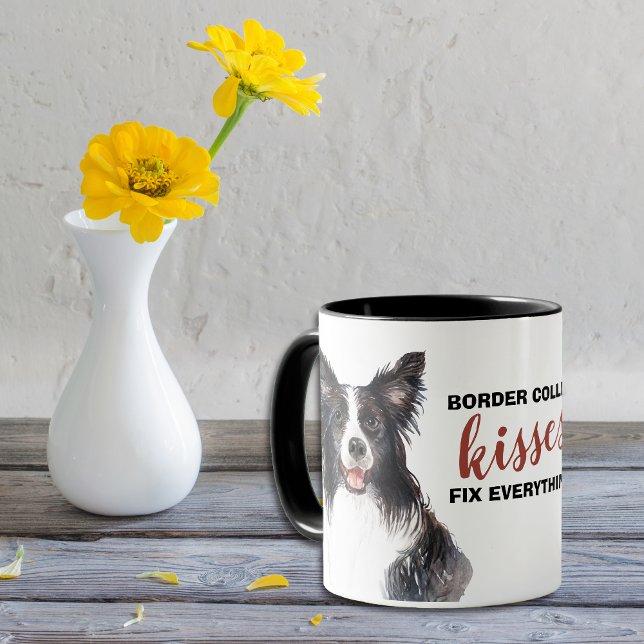 Mug Bordure Collie Baisers Tout réparer (Créateur téléchargé)