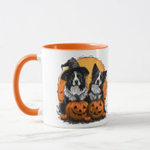 Bordure Collie Chiens Halloween Jack O Lanterns