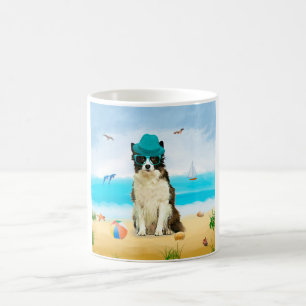 Mug Bordure Collie Dog sur la plage