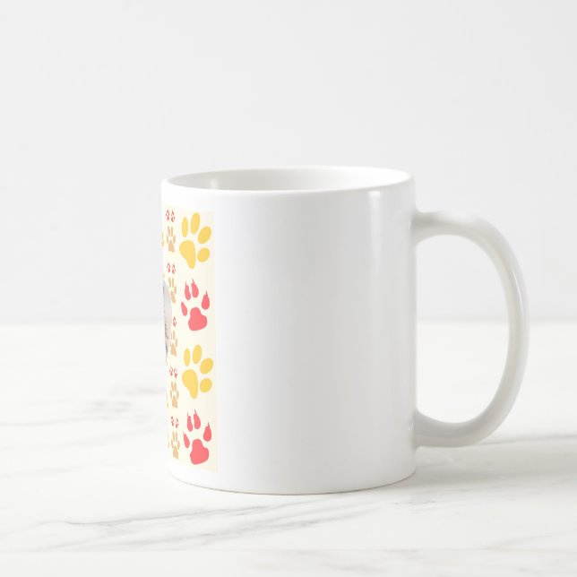 Mug Bordure Collie Empreinte de patte Amour Coeur (Droite)