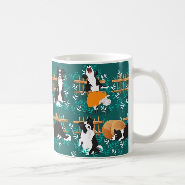 Mug Bordure Collie jouer avec les moutons (Droite)
