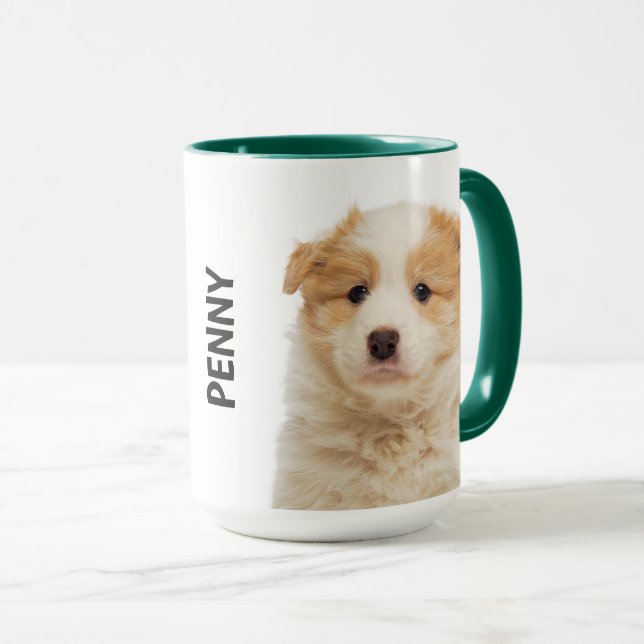 Mug Bordure Collie Musique personnalisée (Devant droit)