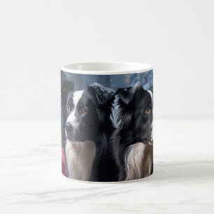 Mug Bordure Collie Snowy Sleigh Décor de Noël