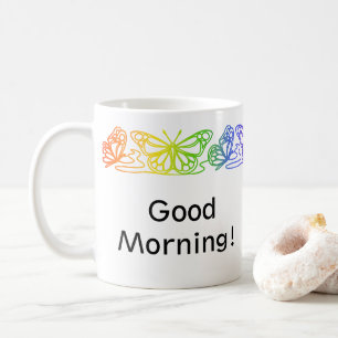 Mug Bordure des papillons arc-en-ciel Musique personna