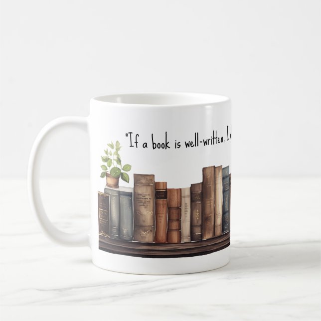 Mug Bordure du livre avec Jane Austen Citation (Gauche)