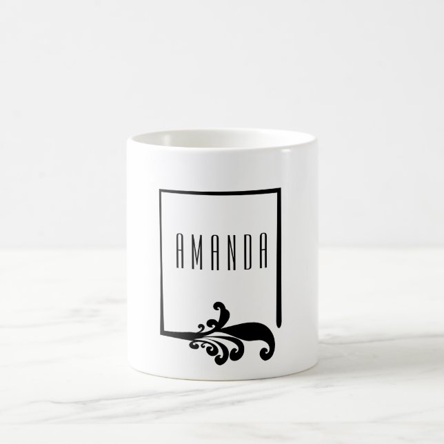 Mug Bordure fantaisie personnalisée avec floraison (Centre)