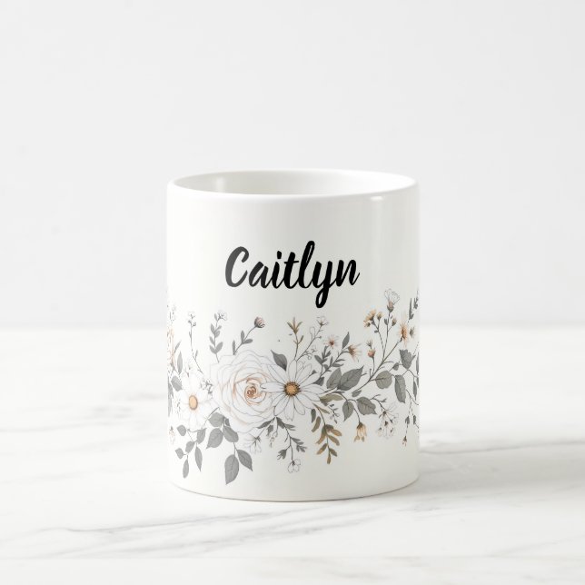 Mug Bordure florale blanche et grise (Centre)