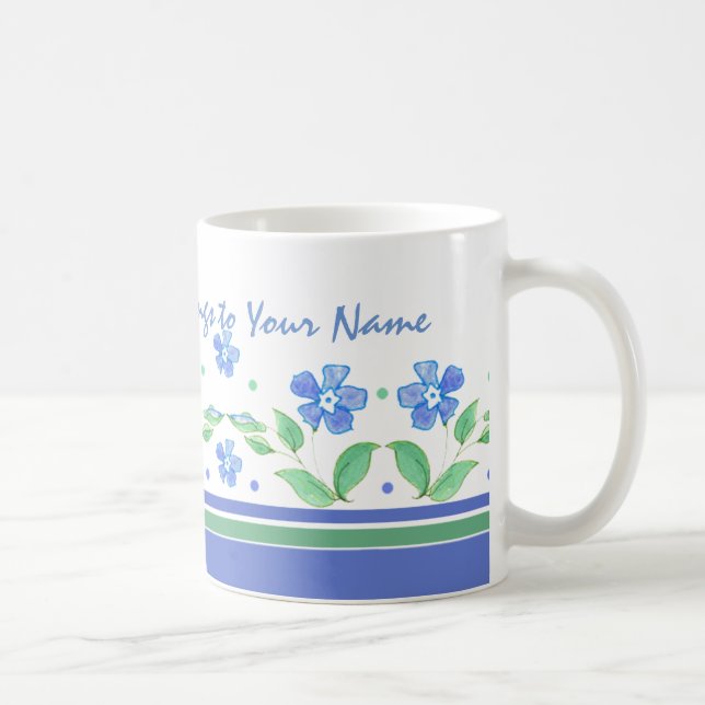 Mug Bordure florale Vert Bleu pour personnaliser (Droite)